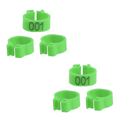 100Pcs Birds Leg Rings, 8mm Pigeon Leg Bands 001 to 100 Numbered Plastic Clip on Identification Rings for Chicks Parrots Finch Dove Lovebird Quail Bantam Lovebirds (Green) - color: Green