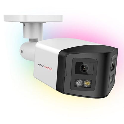 PANOEAGLE 4MP Dual Lens PoE IP Security Camera Outdoor with 180° Panoramic Wide Angle,Smart Color Night Vision,Smart Motion Detection,2-Way Audio & Micro SD Slot(512G),IP67 Waterproof,NDAA Complaint