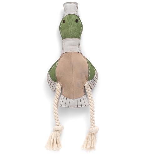 Fuzzl Eco Leather Dudley Duck Toy Natural and Tough Dog Toys - Long Lasting Chew Toys for Aggressive Chewers - Strong Dog Toy for Dogs and Puppy - style: Duck