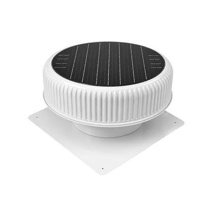 30W Round White Solar Attic Fan, 12 Inch | 1800 CFM, Solar Powered Roof Exhaust, Controller-Free Auto Ventilation, Heavy-Duty Copper Motor Weatherproof - color: White+Round 1