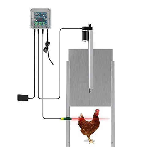 Chicken Coop Auto Door Opener Kit Door Opener & Closer with Light Sensor Rainproof Outdoor Controller Actuator Motor,Remote Control Poultry Coop (Light Sensor Version) - size: Light Sensor Version