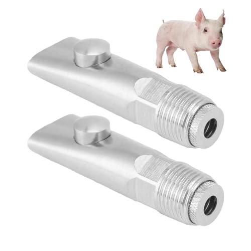 2PCS Stainless Steel Automatic Pig Nipple Water Drinker Feeders, Pig Nipple Waterer, Hog Nipple Waterer, Heavy Duty Water Drinker Feeder Watering Nipples for Piglets, Sows Drinking(#1)