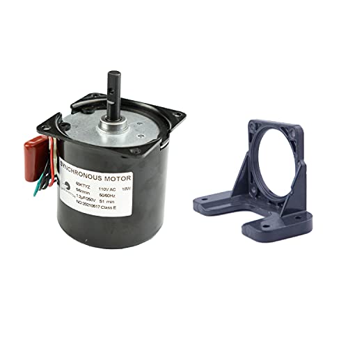CHANCS 60KTYZ Synchronous Gear Motor AC 110V 5/6r/min CW/CCW Control 18W with 1PC Gear Motors Mounting Bracke Fixed Seat Holder for Grill Motor Outdoor Barbecue Motor - size: 5/6r/min Motor+Bracket