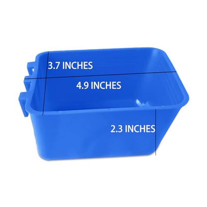Pack of 20 Cage Cups Birds Feeders Seed Bowl Chicken Feeding Watering Dish Rabbit Water Food Hanging Wire Cages Box 16 oz Coop Cups for Pet Parrot Parakeet Game Fowl Poultry Pigeon - color: Blue Square 20 packs 16oz