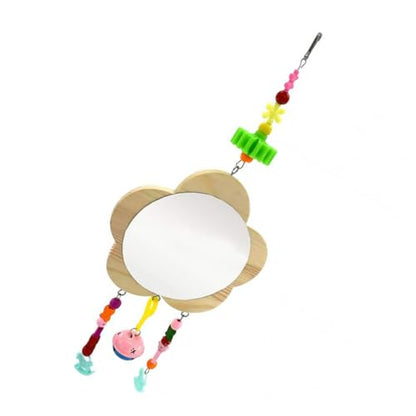 Hemoton Creative Hanging Wooden Mirror Toy for Pet Chickens and Engaging Mirror and Pendant Design for Curiosity and Exercise Chicken Coop Accessory