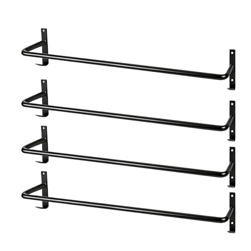 4Pcs Heavy Duty Horse Blanket Rack with Bridle Hooks, Wall Mounted Assembled Blanket Bar, Saddle Pad Rack for Horse Tack Storage, Black