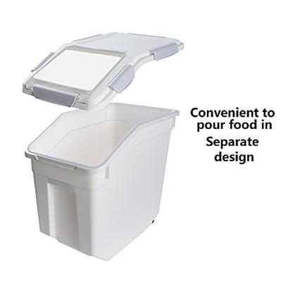 Airtight Flour Storage Container 25 lb Rice Storage Container with Wheels Seal Locking Lid, Food Containers with Measuring Cup& Scoop for Flour, Rice, Grain(Gray) - color: Gray 1 Count