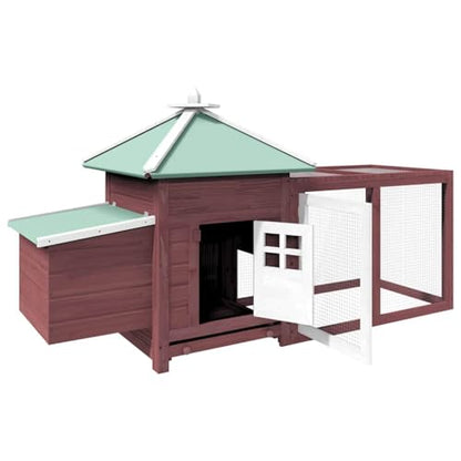 75" Firwood Chicken Coop with Nesting Box & Run, Weather-Resistant Mocha, Tilting Roof, Raised for Yard - color: Brown-A