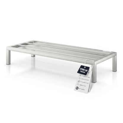 48" x 20" x 8" Aluminum Dunnage Rack – Heavy Duty Floor Storage Stand, NSF for Commercial Use - size: 48"W x 20"D x 8"H
