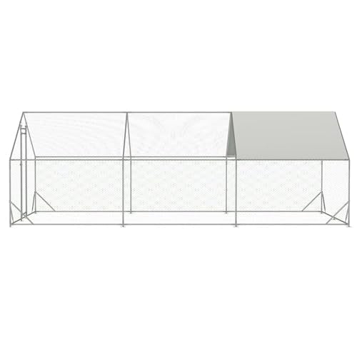 Garvee Large Metal Chicken Coop,Walk-in Poultry Cage,Outdoor Hen Run House with Waterproof and Anti-Ultraviolet Cover Rabbits Habitat Cage for Outdoor - size: 19.6"L x 9.8"W x 6.4"H