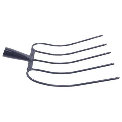 Handheld Manure Fork Solid Iron Farm Implement Grass Fork for Gardening, Composting, and Farm Use with Five-Prong Sturdy Design