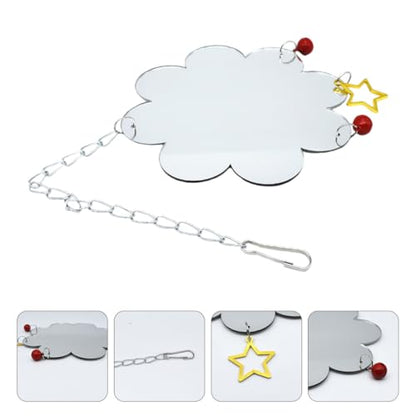 INOOMP Chicken Cage Mirror with Bell, Hanging Bird Mirror for Pet Chickens and Parrots, Sturdy Pecking for Poultry Stress Relief and Entertainment