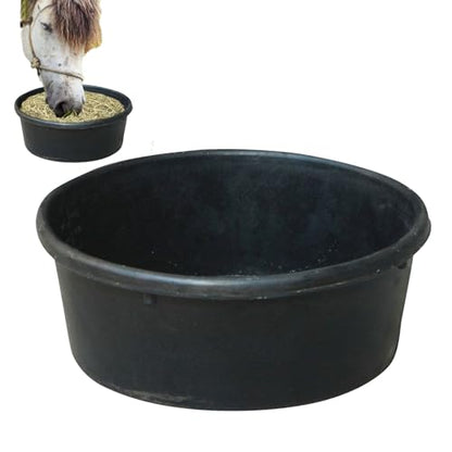 Feed Pan - 4L Rubber Horse Feeder Bowl, Heavy Duty Flexible Container, Durable Livestock Feeding Basin | Outdoor Water Trough for Farm Ranch Cat Dog Chicken Goat Small Animal Stable barnyards Use