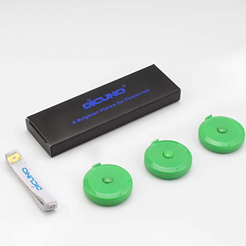 DiCUNO 60-Inch 1.5 Meter Soft and Retractable Tape Body Tailor Sewing Craft Cloth Dieting Measuring Tape (3 Pcs of Green with Soft Tape) - color: Green*3pcs