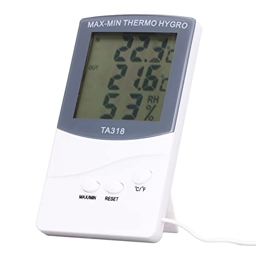 Zerodis Indoor Outdoor Thermometer Hygrometer Temperature Humidity Meter with Probe Sensor for Home Garden Wall Table Mount Large Screen Display Celsius Fahrenheit