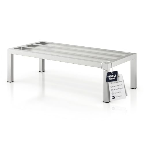 42" x 20" x 12" Aluminum Dunnage Rack – Heavy Duty Floor Storage Stand, NSF for Commercial Use - size: 42"W x 20"D x 12"H