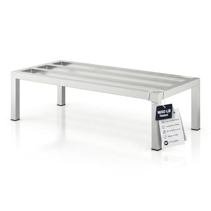 42" x 20" x 12" Aluminum Dunnage Rack – Heavy Duty Floor Storage Stand, NSF for Commercial Use - size: 42"W x 20"D x 12"H