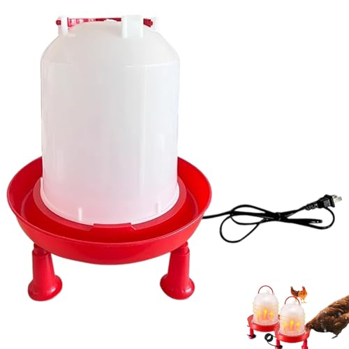 Heated Chicken Waterer, Integrated Temperature Chicken Water Heater with Handle for Chicken Coop, Poultry Water Dispenser for Winter (6, Liters)
