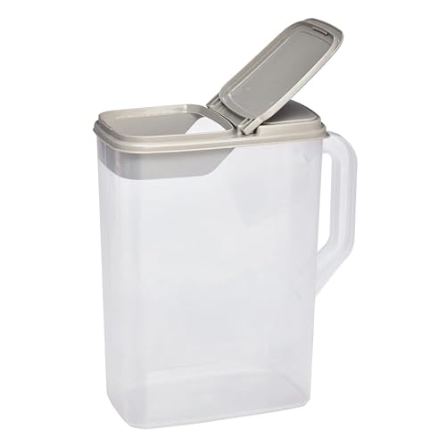 Buddeez Pet Food Storage Container - 8 Quart Capacity Dog / Cat Food & Bird Seed Container with Durable EZ Grip Handle, Flip Gray Lid (includes 1 Cup Clear Scoop) - size: 8 Pounds