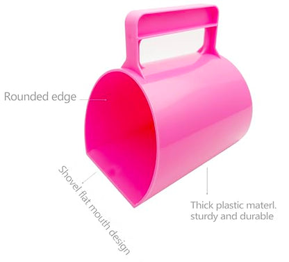 Feed Scoop - Grain Scoop for Horse,Heavy Duty Plastic Large Food Scoop for Large Dogs Livestock 1.8 Quart/7.2Cups Pink
