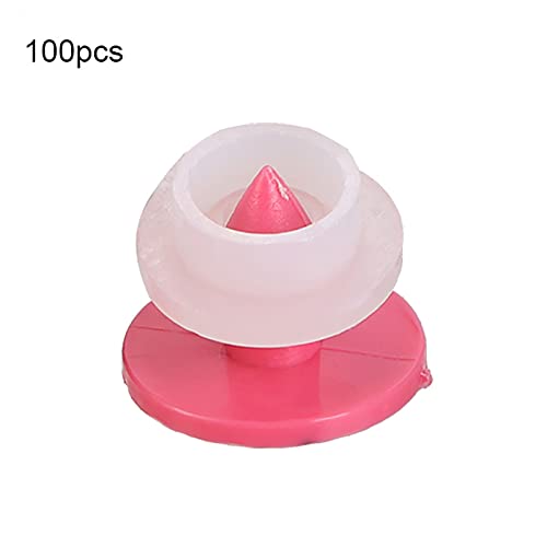 100Pcs Plastic Ear Number Rabbit Dog Ear Marker Label for Animal Livestock Information Management(Rose Red)