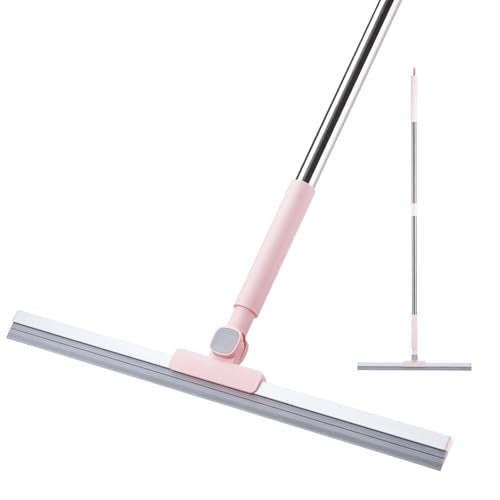 Floor Squeegee with Long Handle, 51 inch Stainless Steel Handle & 19 inch Rubber Blade, Heavy Duty Squeegee Mop for Tile, Garage, Shower Glass, Marble, Windows Cleaning & Water Removal