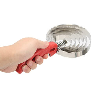 Cow Curry Comb, 6 Turn Stainless Steel Horse Brush with Ergonomic ABS Handle, for Itch Relief and Grooming Horses Sheep Cats Dogs