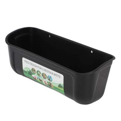 Qinlorgo 2 Pack Chicken Feeder, 5.5 Quart Hanging Fence Feed Trough, Clips with Livestock Waterer, Ideal for Goats, Ducks, Sheep, Piglets, Deer & Poultry (Black) - color: Black