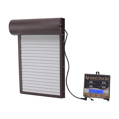 Automatic Chicken Coop Door, Solar Powered 3 in 1 with Timer HD LED Display for Chicken Duck Goose (Brown) - color: Brown