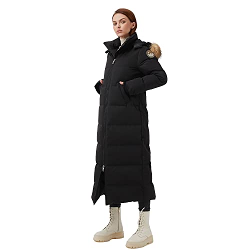 Fitouch Women's Waukee Long Down Coat Parka Jacket | 750+ Fill Power | Full-Length - color: Midnight_fullguard_balancewarmer, size: X-Small