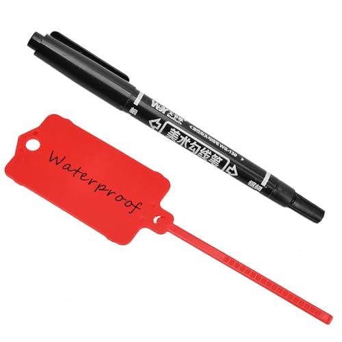 Plastic Shipping Tags Waterproof Labels Security Tamper Seals Writable Hanging Tag Sealing Strap with Marker Pen for Keys, Bag, Luggage, Shop, Logistic(200pcs,Red) - color: Red, size: 200pcs