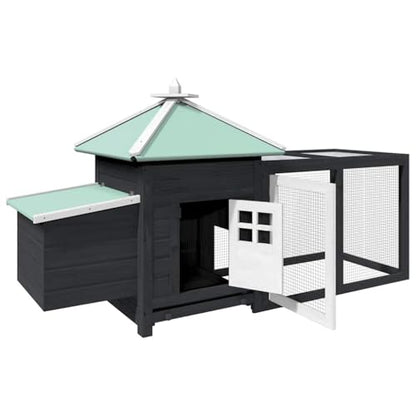 Rustic Chicken Coop 75x75x40 in Grey Solid Firwood Plywood Nest Box Large Run Outdoor Poultry House Easy Clean for Backyard Small Flock - color: Grey
