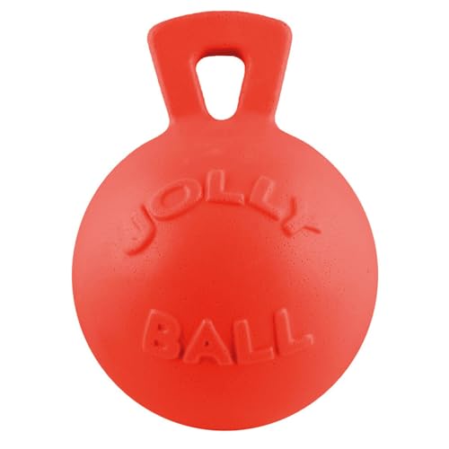 Jolly Pets Tug-n-Toss Heavy Duty Dog Toy Ball with Handle, 4.5 Inches/Small, Orange - color: Orange, size: Small (4.5 in)