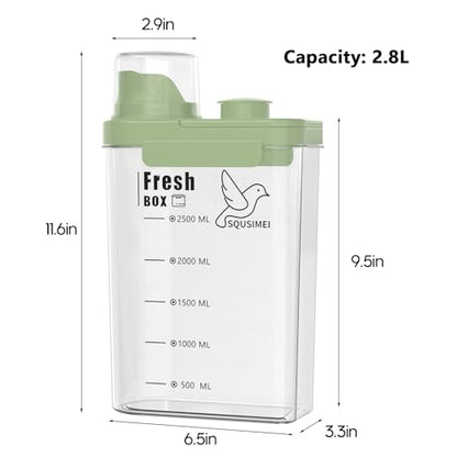 3 Qt/2.8 L Bird Seed Storage Container with Lids Airtight Measuring Cup, Bird Seed Dispenser Pet Food Container Are Used to Store Bird Food, Chicken Feed BPA Free (2.8L, Green) - color: 2.8L/Green