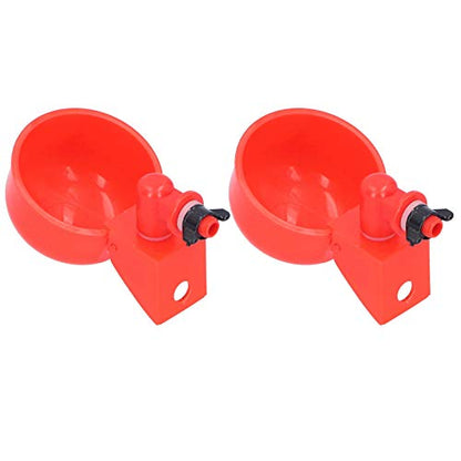 Zerodis Poultry Breeding Supplies Water Cup Red Plastic Drinking Bowl with Leak Proof Design for Poultry Bird 2pcs Automatic Chicken