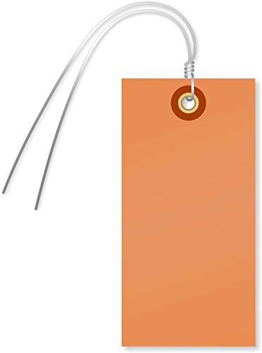 SmartSign Blank Tyvek Shipping Tags with Wire, Size #5 | 4 3/4" x 2 3/8", Pack of 100, Orange, Made in USA - color: Orange - Metal Wires, size: 4 3/4" x 2 3/8" - 100 Tags