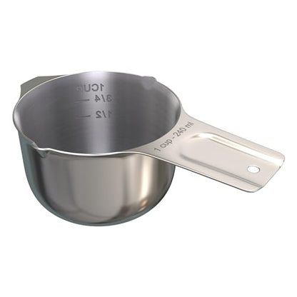 Color Up 1 Cup Measuring Cup (240 ml) – Premium Chrome Stainless Steel, Accurate for Wet & Dry Ingredients, Embossed Markings, Easy-Pour Spouts, Dishwasher-Safe, Kitchen Essential - size: 1 Cup (240 ml) Chrome