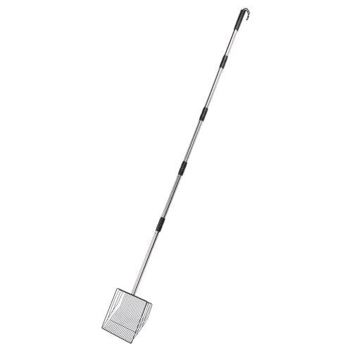 Zerone Poojoy Extended Handle Non Stick Stainless Steel Pet Litter Shovel for Livestock Farms, Pet Poop Scoop, 5 Piece Assembly Pole