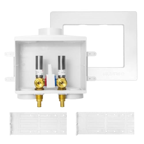 EFIELD Two Drain Washing Machine Outlet Box, 1/2-inch Barb Crimp Pex F1807, Single Control Valve, Stainless Steel Water Hammer Arrestor,(WM017) - size: Crimp Stainless Steel, style: Single Lever Control