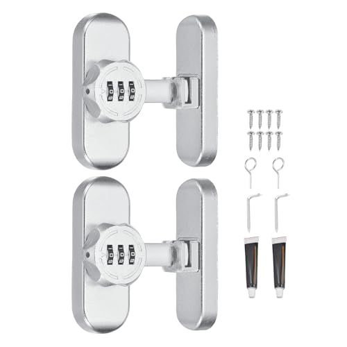PATIKIL 2Pcs 90/180 Degree Barn Door Combination Lock with Password, 3 Digit Mechanical Password Lock for Sliding Door Gate Cabinets Closet, Silver - color: Silver