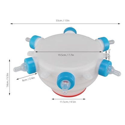 6 Nipple Lamb Feeder Bottle, Round PC Plastic Easy to Clean Milk Bucket for Piglets Lambs Goats, Portable Farm Animal Feeding Jug with Handle