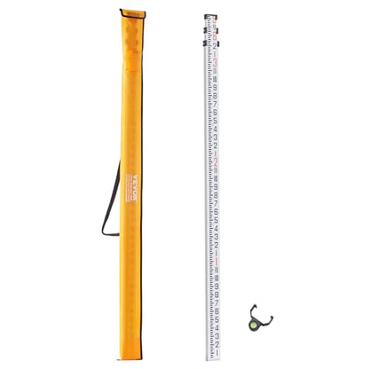 VEVOR Aluminum Grade Telescopic Measuring Rod, 9-Feet 3 Sections, Double-Sided 1/8in Leveling Rod with Bubble Level & Carrying Bag for Houses, Walls, Floors - size: 9 FT-8ths