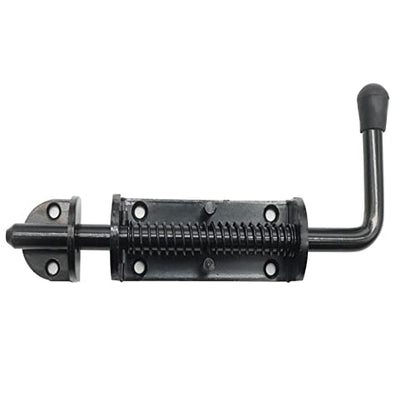 Black 2 Packs 8.5 Inch Heavy Duty Spring Loaded Latch Pin, Sliding Barrel Bolt Door Lock for Chests/Cabinets/Utility Trailer Gate, 2mm Thickened Interior and Outdoor Latch - size: 8.5