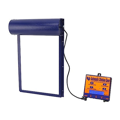 Automatic Chicken Coop Door, Solar Powered 3 in 1 with Timer HD LED Display for Chicken Duck Goose (Blue) - color: Blue