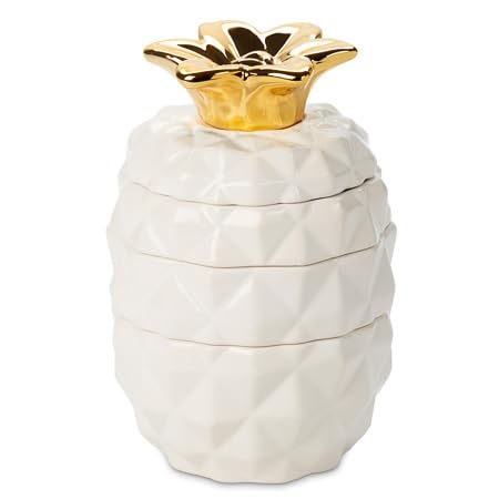 Set of 4 Decorative Pineapple Shaped Stackable Ceramic Kitchen Measuring Cups in 4 Assorted Sizes - color: Pineapple Shaped Bowls