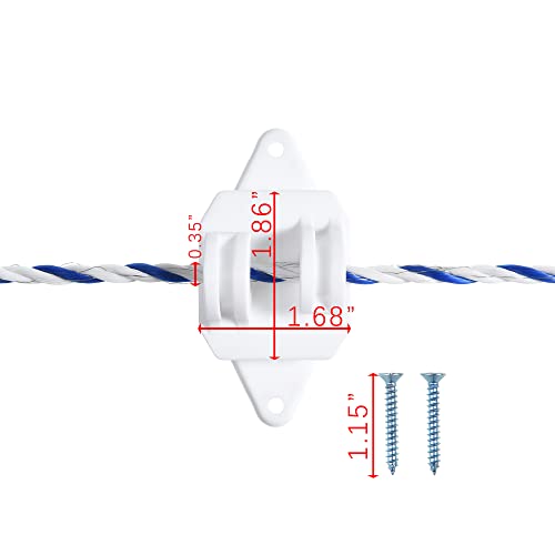 50 Pack Electric Fence Wood Post Claw Insulators, Nail on Insulator for Hi-Tensile, Heavy- Duty Fencing Wire Polywire, White