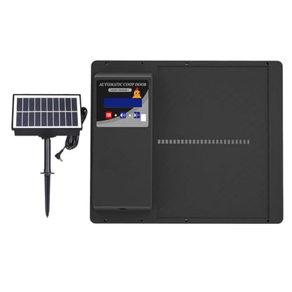 Automatic Solar Powered Chicken Coop Door, Light Sensor and Remote Control, Weatherproof Anti-Pinch Poultry Door(Black) - color: Black