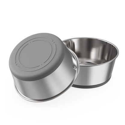 Food Grade 304 Stainless Steel Dog Bowls with Non-Slip Rubber Bottom,Food and Water Bowl for Feeding Dogs and Cats, Dishwasher Safe, Rust Resistant, BPA Free(Set of 2) (Gray, 2 Cup) - color: Gray, size: 2 Cup