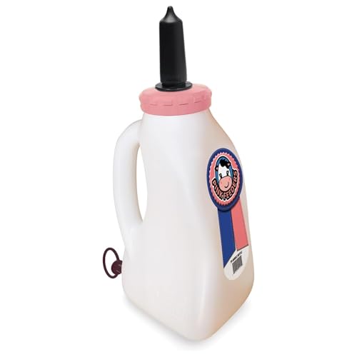 2 Quart Square Calf Bottle with Handle and Thriver Screw-in Calf Teat – Leak-Resistant Nursing Bottle with Dual Vent Flow & Vanilla Scented Nipple - Feed Calves Naturally