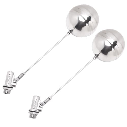 Stainless Steel Float Ball Valves - 1/2" NPT Male Thread Flow Control Float Sensor Valve Automatic Water Level Control Float For Tank Pond Water Tower (pack of 2) - size: 0.5 Inch